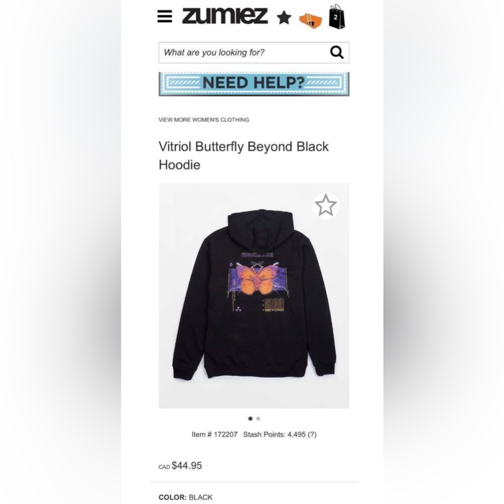 Vitriol butterfly hoodie.